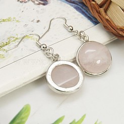 Orecchini quarzo rosa naturale moda&nbsp;EJEW-E003-2