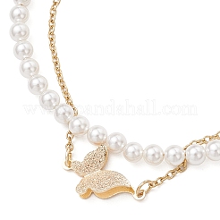 Bracelets multi-rangs en perles rondes de coquillage pour femmes&nbsp;BJEW-JB12035-03