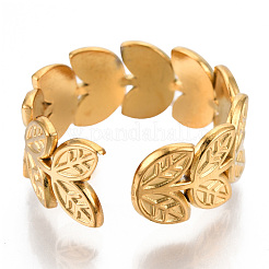 Anillos de puño de hoja de acero inoxidable 304 con recubrimiento iónico (IP)&nbsp;RJEW-N038-110LG