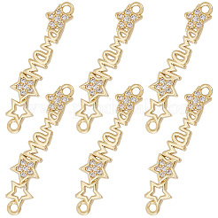 6 pz di connettori/collegamenti in ottone micro pavé di zirconi cubici trasparenti&nbsp;ZIRC-SC0001-43