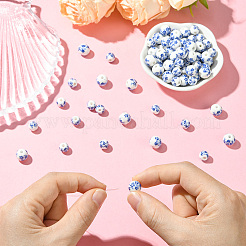 100 pz 2 stili perline di ceramica in porcellana stampata a fiori fatti a mano&nbsp;PORC-LT0001-11