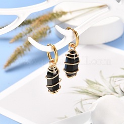 Pendientes colgantes de piedras preciosas naturales y sintéticas envueltos en alambre de cobre para mujer&nbsp;EJEW-JE04628