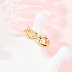 Messing Micro Pave Zirkonia Manschette offene Ringe&nbsp;RJEW-F204-01G