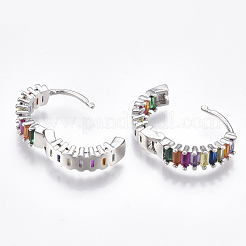 Boucles d'oreilles créoles en laiton zircon cubique micro pavé&nbsp;EJEW-S201-39P