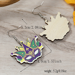 Boucles d'oreilles pendantes en plumes de bois pour fête de carnaval&nbsp;KF5702-4