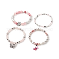 Stretch-Armbandsets mit Edelsteinperlen&nbsp;BJEW-JB09283