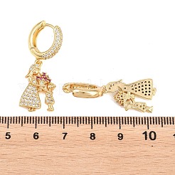 Messing Micro Pave klare Zirkonia baumeln Creolen&nbsp;EJEW-G471-41G
