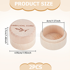Scatole rotonde in legno per la conservazione del cordone ombelicale con motivo a foglie intagliate&nbsp;AJEW-WH0695-246