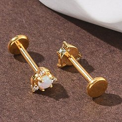 Ohrstecker aus synthetischem Opal aus Edelstahl 304&nbsp;EJEW-B143-01G-06