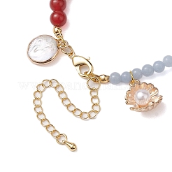 4 mm runde Armbänder aus natürlichem Angelit und 6 mm runde Armbänder aus Karneolperlen&nbsp;BJEW-JB10541