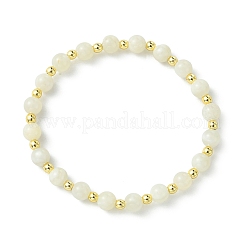 Natürliche weiße Mondstein- und synthetische Hämatit-Perlenarmbänder&nbsp;BJEW-JB13940-01