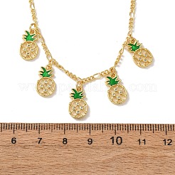 Halsketten mit Anhänger in Form einer grünen Ananas aus Messing&nbsp;NJEW-A071-10G