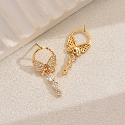 Elegante Schmetterling Messing Pavé klare Zirkonia Ohrstecker&nbsp;LS-UU2168