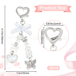 2 pendentif décoratif en alliage en forme de papillon&nbsp;HJEW-BBC0001-03