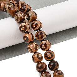 Fili di perle di agata dzi naturale tibetana a 3 occhio&nbsp;G-A240-A03-02