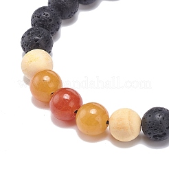 7 Uds. Juego de 7 pulseras de cuentas trenzadas de piedras preciosas naturales y cuentas de madera y roca de lava natural&nbsp;BJEW-JB08836