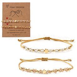 2 Stück geflochtenes Armband aus Messing- und Glasperlen für Damen&nbsp;IU7406-2