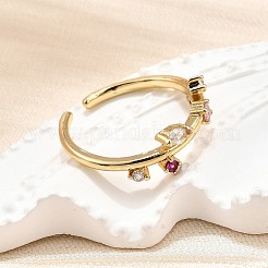 Anelli per polsini da donna in ottone con micro pavé di zirconi cubici&nbsp;RJEW-H247-09G