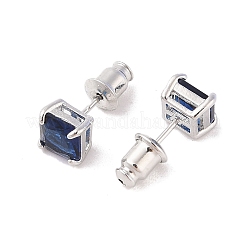 Orecchini a bottone con micro pavé di zirconi cubici in ottone placcato a cremagliera&nbsp;EJEW-I304-01P-05