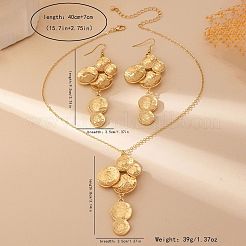 Colliers et boucles d'oreilles pendantes en alliage à pampilles rondes et plates pour femmes&nbsp;FS-WGE7B1D-01