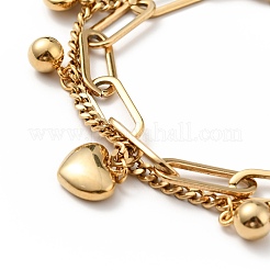 Mehrreihiges Armband aus Acryl mit Herzen und runden Kugeln&nbsp;BJEW-G639-11G