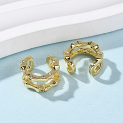 Boucles d'oreilles manchettes en laiton micro pavées de zircones cubiques transparentes à deux couches en forme de C&nbsp;EJEW-D328-05G-01