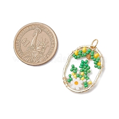 Oval aus Glasperlen mit Blumenanhängern&nbsp;PALLOY-MZ01061-03