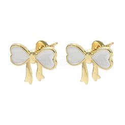 Orecchini a bottone in ottone smaltato&nbsp;EJEW-F383-01G