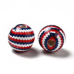 Perles en bois naturel imprimées sur le thème de la fête de l'indépendance&nbsp;WOOD-L020-B02