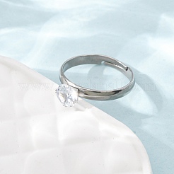 Anillos abiertos de acero inoxidable 304 con micropavé de circonita cúbica para mujer&nbsp;SA-CBA8B85-13P
