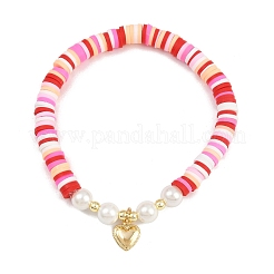 5 Stück 5 Farben 304 Edelstahl aufgeblasene Herz-Charme-Armbänder&nbsp;BJEW-JB12272
