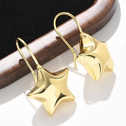 Boucles d'oreilles pendantes étoile en laiton&nbsp;EJEW-B132-05G