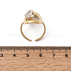 Offene Manschettenringe aus 304er Edelstahl mit Mikropavé und Zirkonia für Damen&nbsp;RJEW-K258-12A-G