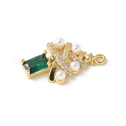 Pendentifs avec zircon cubiques à micro-pavés en laiton&nbsp;KK-P290-49G