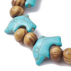 Barcelets extensibles en perles turquoise synthétique&nbsp;BJEW-JB10292-01