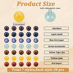 140 pièce 7 styles de perles de chakra en améthyste naturelle&nbsp;G-PA0001-93B