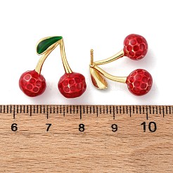 Boucles d'oreilles pendantes en laiton émaillé cerise&nbsp;EJEW-U062-02B-G