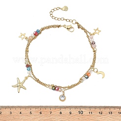 Cavigliere con ciondolo a forma di stella marina in acciaio inossidabile 304&nbsp;AJEW-AN00793-01