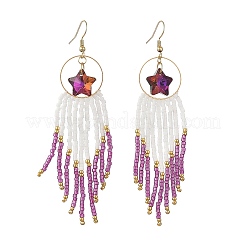 Pendientes colgantes con borlas y cuentas de vidrio estrellado&nbsp;EJEW-MZ00777-03