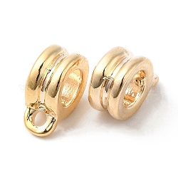 Brass Tube Bails, Loop Bails, Flat Round, Real 18K Gold Plated, 10.5x7.5x4mm, Hole: 1.6mm, Inner Diameter: 4.5mm