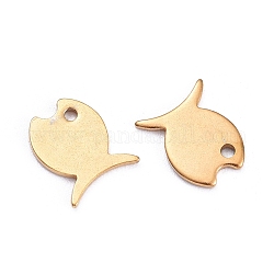 Fish 304 Stainless Steel Charms, Golden, 10.5x8.5x1mm, Hole: 1mm