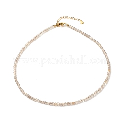 Natürliche graue Achat-Perlenketten für Frauen, mit 304 Edelstahl Karabinerverschlüsse, Runde, 18.31 Zoll (46.5 cm), Perlen: 2.5~3.5 mm