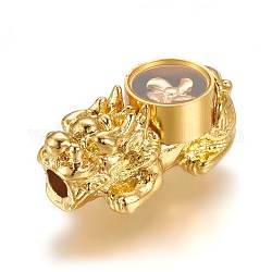 Legierung Tibetische Perlen, mit Glas, Pi Xiu, golden, 25.5x12x11 mm, Bohrung: 3 mm