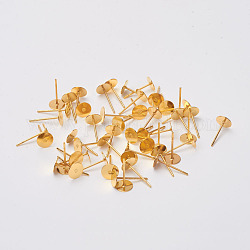 Accessoires de clous d'oreilles en laiton, or, 12x6mm, pin: 0.7 mm