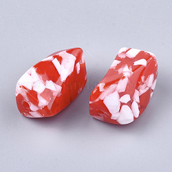 Бусины из cмолы, стиль имитация драгоценных камней, твист, красные, 28x17.5x17 мм, отверстие : 3 мм