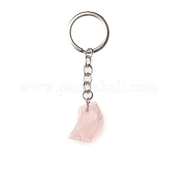 Llaveros colgantes de cuarzo rosa natural en bruto y en bruto, pepitas llaveros de piedra curativa, pepitas: 3~4 cm