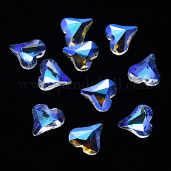 Corazón cabuchones de vidrio transparente, accesorios de la decoración del arte del clavo, facetados, amarillo champagne, 8.5x8.5x3.5mm