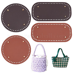 PH PandaHall Leather Purse Bottom for Crochet, 4pcs Bag Bottoms Flat Round & Oval Knitting Crochet Bags Bottom Shaper with Holes for DIY Crochet Bag Shoulder Bags Purse Making, Black/Coffee