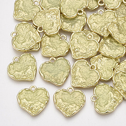 Ciondoli in resina epossidica, con pendenti in lega leggera color oro chiaro, cuore, texture, verde chiaro, 17.5x18x2.5mm, Foro: 1.8 mm
