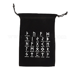 Бархатные мешочки с рунами для хранения украшений на шнурке, прямоугольные сумки для драгоценностей, для хранения колдовских предметов, чёрные, 18x12 см